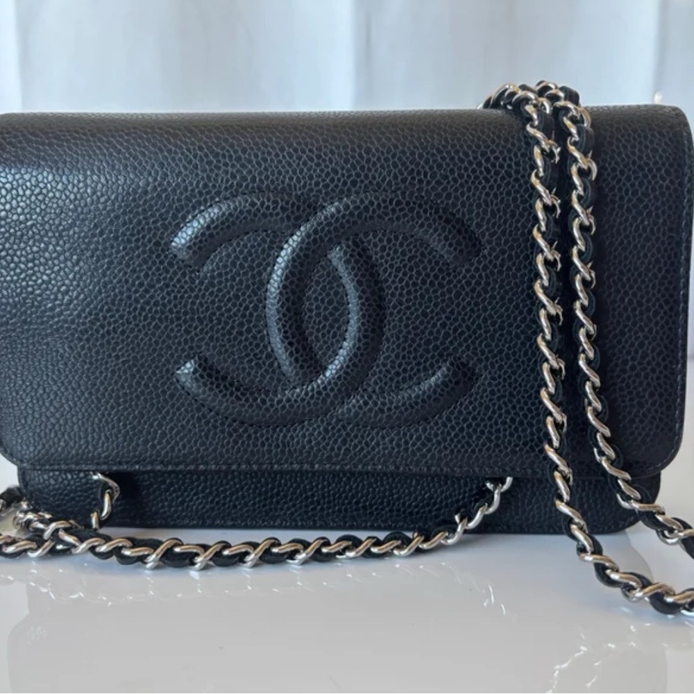 Chanel Black Pebbled Leather Crossbody Bag